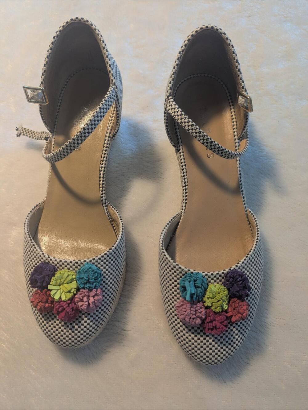 Wedge Espadrille Shoes with Colorful Floral Accent